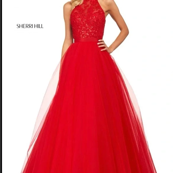 sachin and babi light blue dress Sherri Hill | Dresses | Size 8 Red Halter Sherri Hill Prom Dressgown